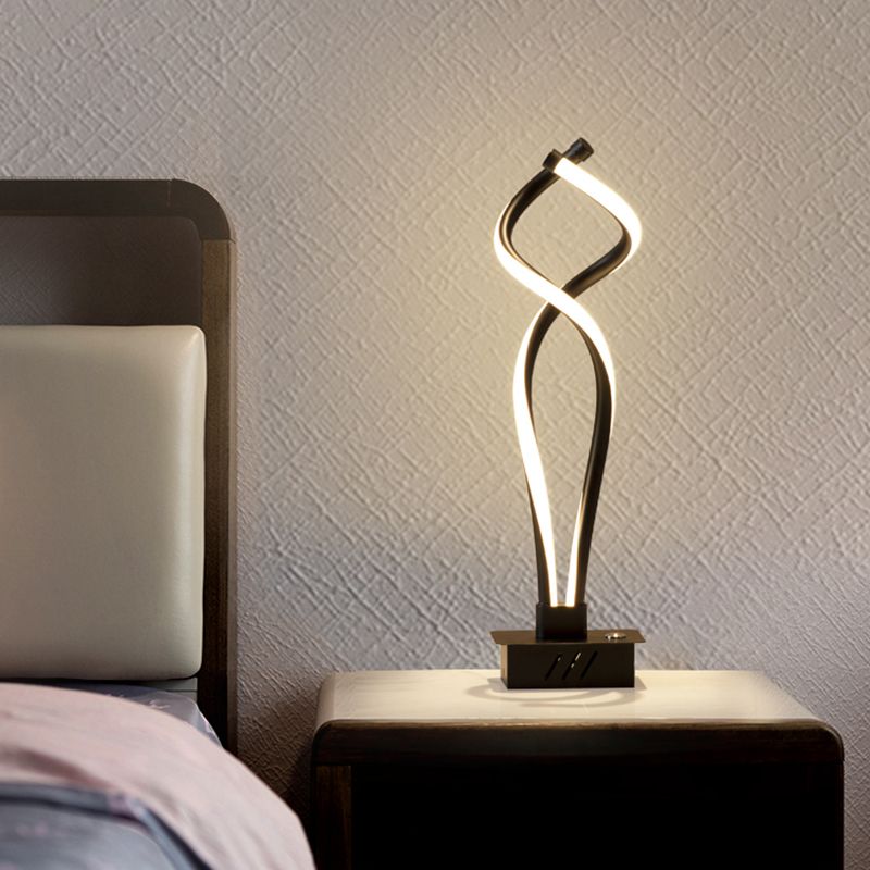 Spiral Acrylic Nightstand Light Art Deco Minimalist LED Table Lamp for Bedroom
