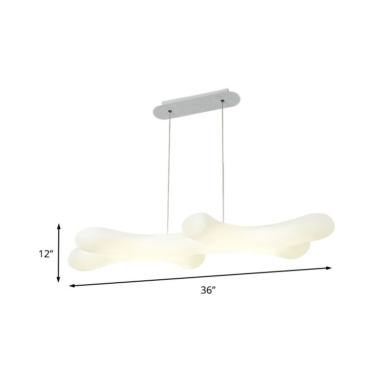 Kid Dog Bones Island Pendant Plastic 2-Light Kindergarten LED Hanging Light Kit in White