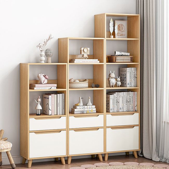Open Back Bookcase Contemporary Engineer Wood Bookshelf for Home Office