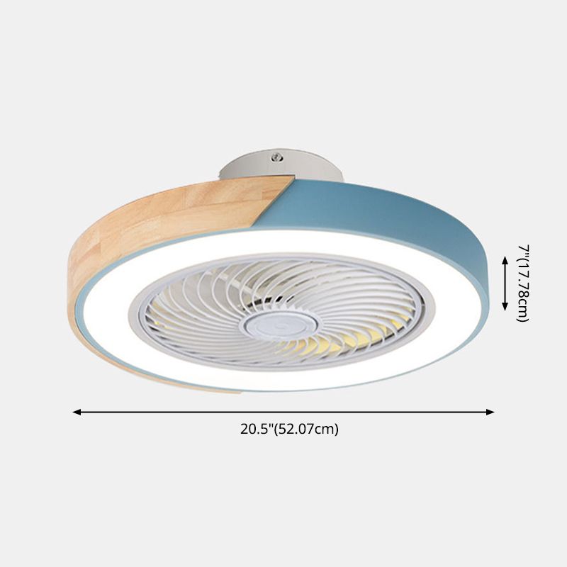Runde Farbblöcke Deckenventilator Leuchte LED LED Metal Halbmontage Beleuchtung für Schlafzimmer