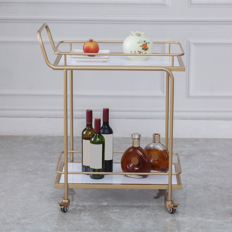 Contemporary 31.5"H Prep Table Rectangular Metal Rolling Prep Table for Dining Room