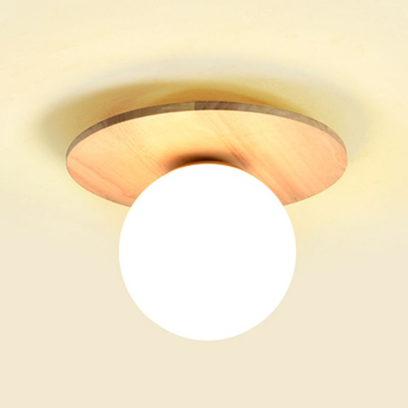 Modern Simple Wooden Ceiling Lamp Ball Shape Shade Ceiling Light for Living Room