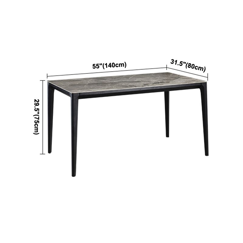Rechthoek 4 poten industriële tafel grijze tonus vaste tafel van gesinterde steen