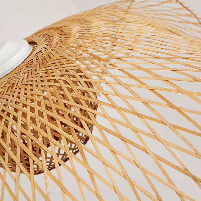 Beige Asia Pendulum Light Rattan 1-Light Hanging Ceiling Light for Dining Room