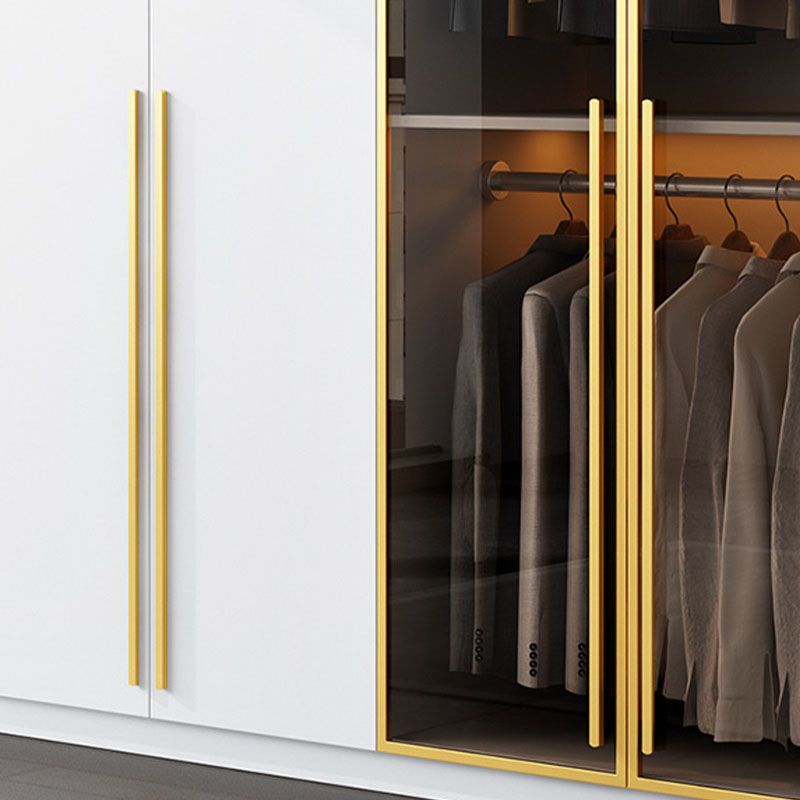 Bedroom Storage Cabinet with Brown Glass Doors Contemporary Hinged Door Cabinet