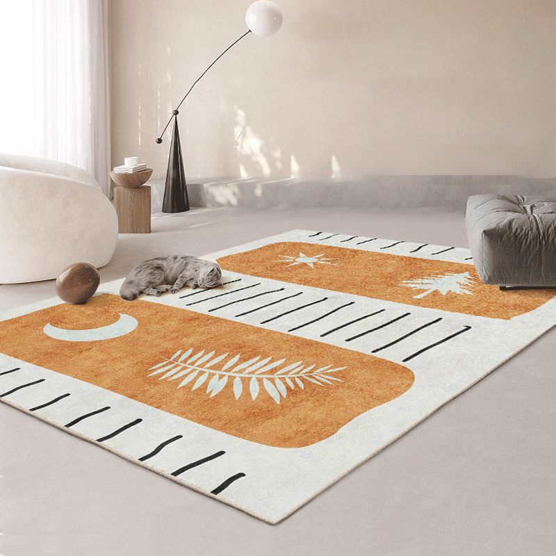 Oranje streep patroon tapijt modern polyester gebied tapijt anti-slip gemakkelijke tapijt tapijt voor woningdecoratie