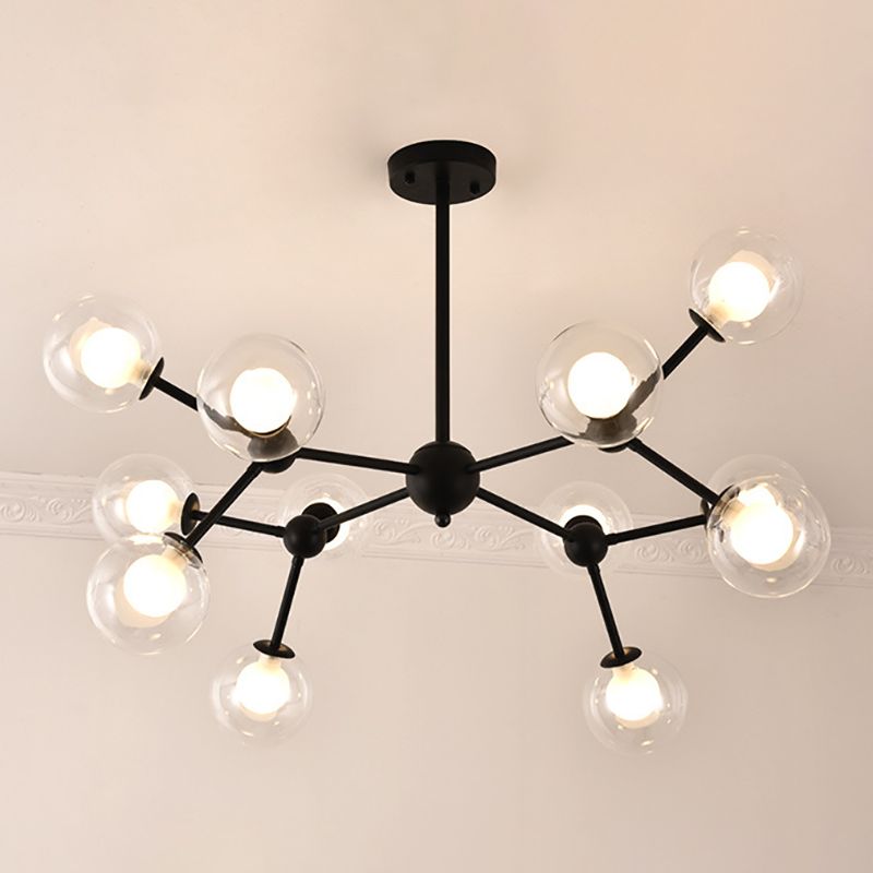 Lampade del lampadario in metallo nero moderno lampade a sospensione a sospensione multipla per soggiorno