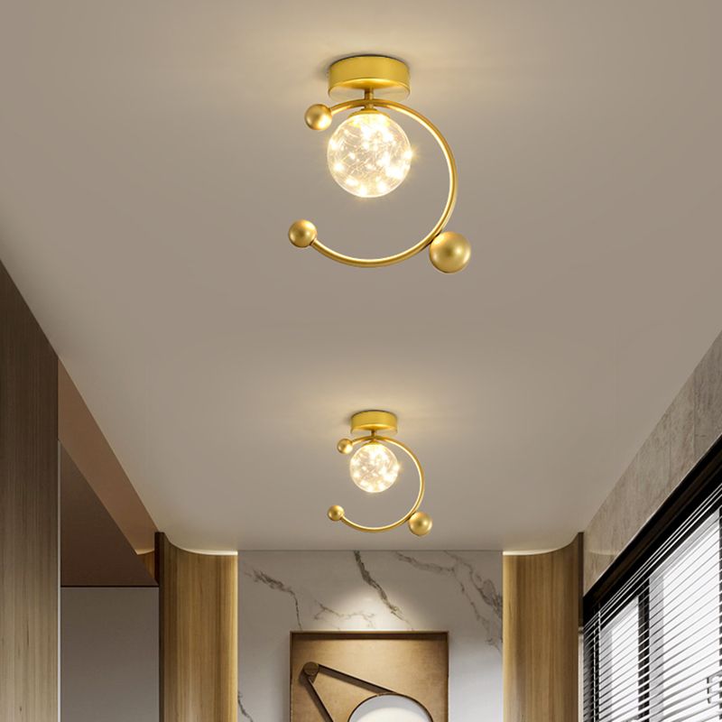 New Modern Clear Glass Flush Light Fixtures Corridor Spherical Flush Mount with Shape