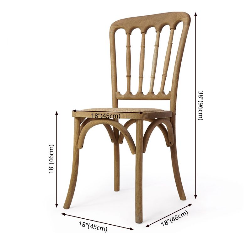 Wood Farmhouse Restaurant Side Chair Slat Back Vintage Tone Dining Chair