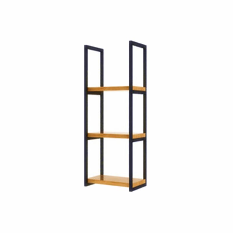 Industrial Wooden Storage Bookshelf Wall Mounted Bookcase with Rectangle Shelves
