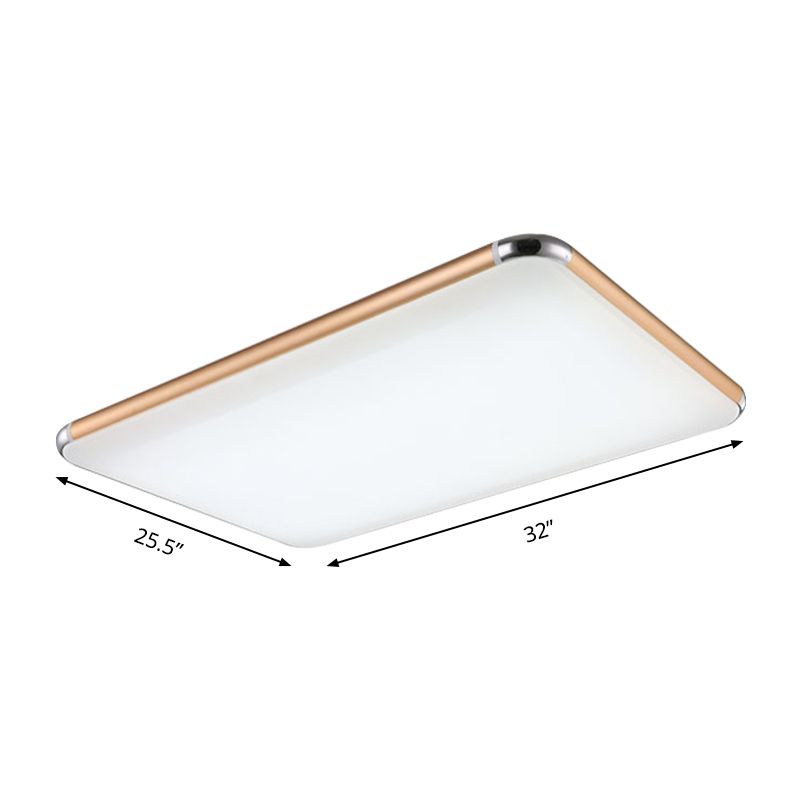 Ultradun vierkant/rechthoekig inbouwlicht Minimalistisch goud LED-plafondinbouw voor slaapkamer met acrylverspreider, 12"/18"/20,5" breed