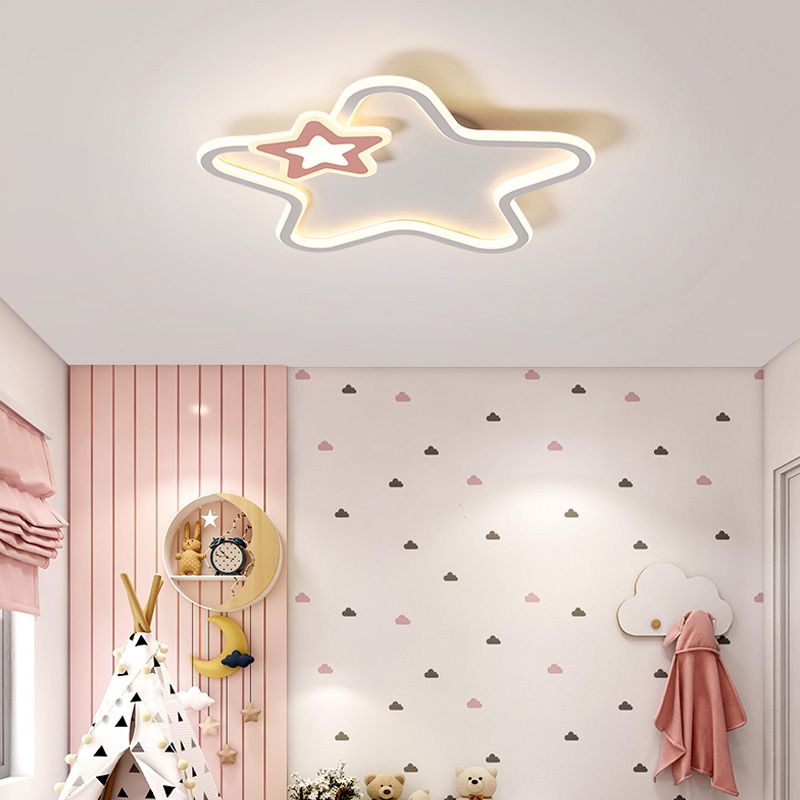 Kids Flush Mount Light Metal LED Pentagon Ceiling Mount Light Fixture for Bedroom