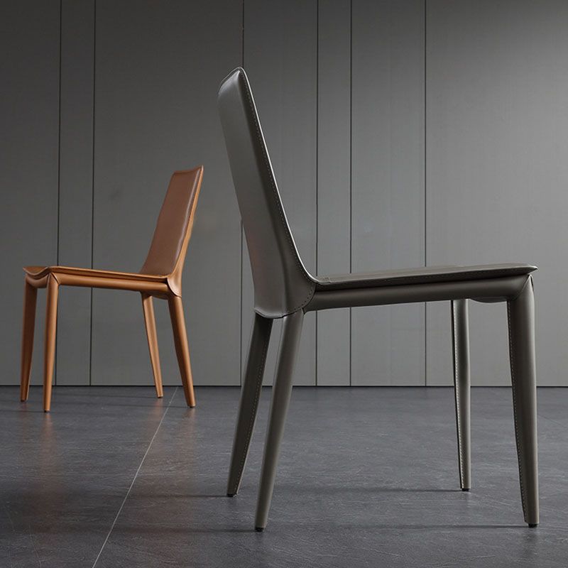 Contemporary Metal Dining Room Chair Armless Leather Dining Chair for Home Use