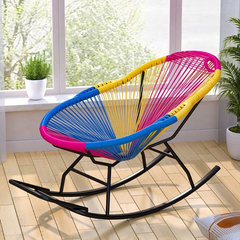 Contemporary Wicker Rocking Chair Color Block Indoor Rocker Chair