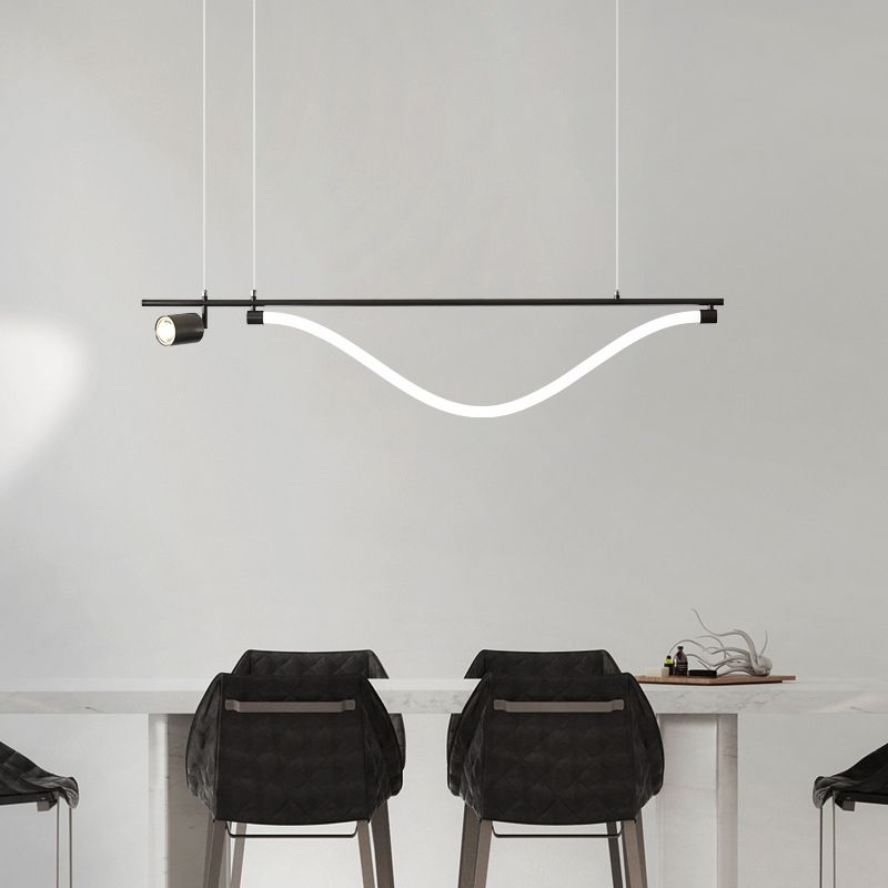Modern 2-Light Black Kitchen Island Lighting LED Island Pendant Lighting