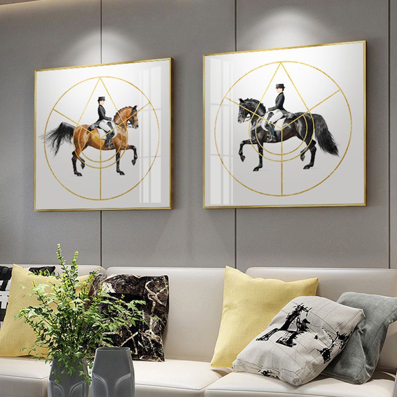 Woman Riding Horse Wall Art Decor Textured Surface Farmhouse Living Room Canvas Print