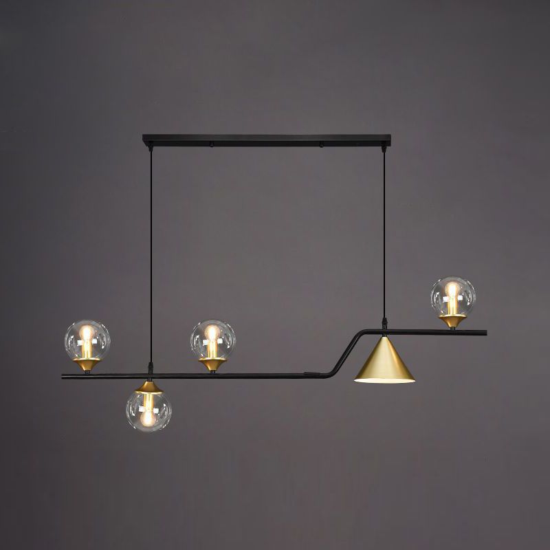 Contemporary Kitchen Island Fixture 4 / 5 / 6 - Light Metal & Glass Ceiling Pendant