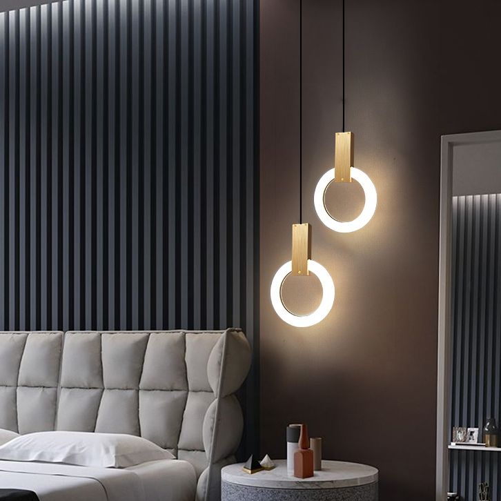 Metal Circle Pendant Light Fixture Modern Style LED Pendant Ceiling Light for Bedroom