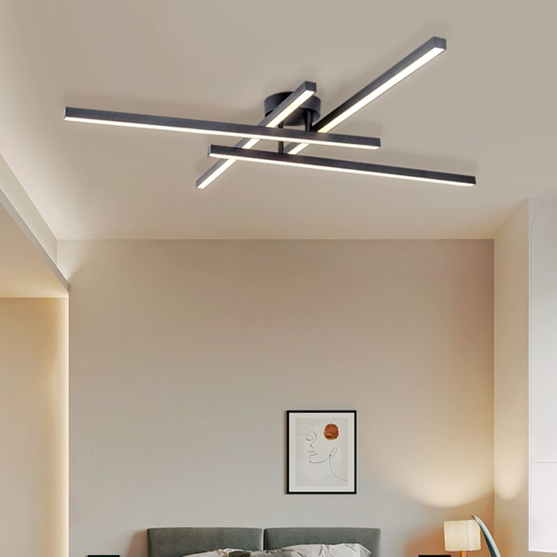 Line Shape LED Ceiling Lamp Modern Aluminium Flush Mount for Living Room