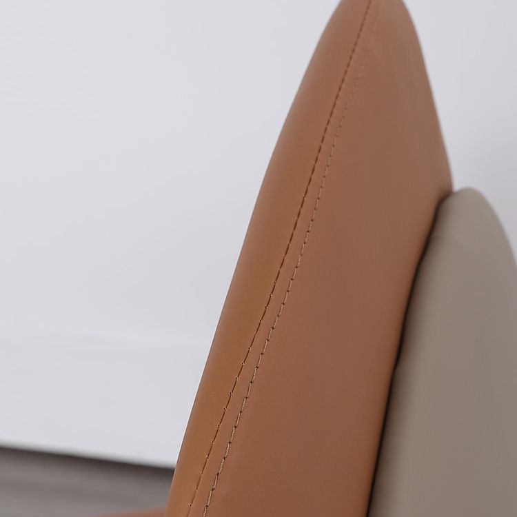 Modern Simple Side Chair Faux Leather Kitchen Dining Chairs with Wooden Base