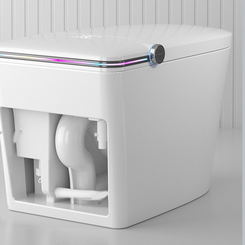 White Elongated Antimicrobial Floor Mount Bidet with Warm Air Dryer