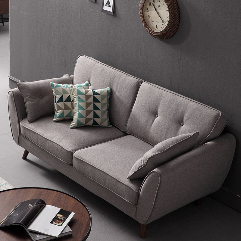 2/3 Seater Modernism Linen Standard Sofa Cushions Flared Arm Sofa