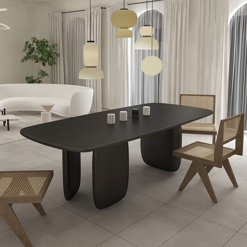 Modern 1/2/4/5 Pieces Rectangle Dining Set Solid Wood Black Dining Table with Chairs