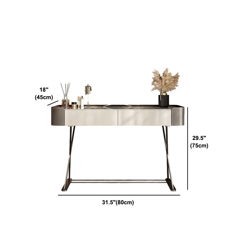 Dresser Makeup Counter With 2 Storage Drawers and Stool for Bedroom