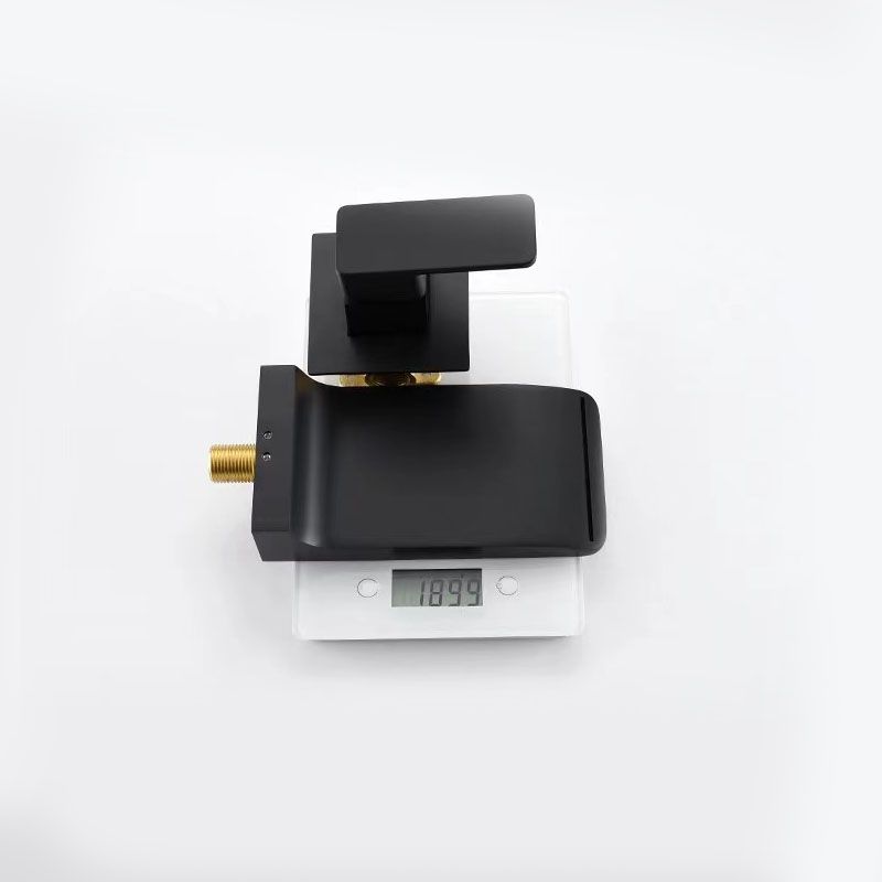 Contemporary Wall Mounted Metal Tub Filler Low Arc Waterfall Bathroom Faucet