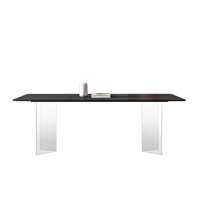 Modern Style Rectangle Dining Table Sintered Stone Table with Acrylic Base