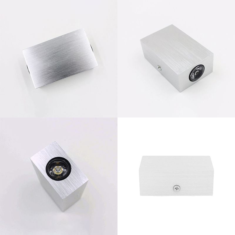 Luz de pared rectangular de acabado de níquel Lámpara de pared de aluminio LED moderna en iluminación cálida/blanca para porche