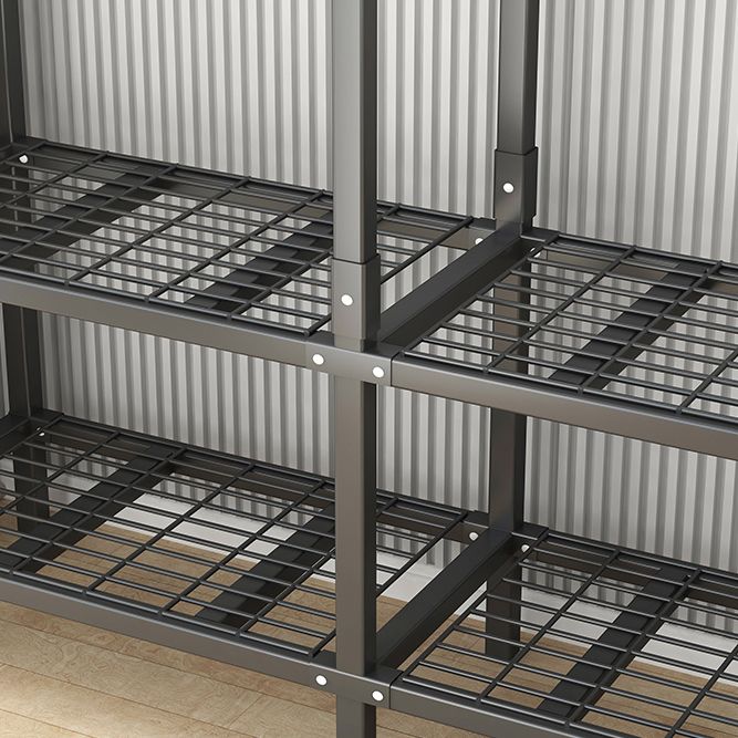 Modern Style Freestanding Wardrobe Armoire Metal Wardrobe with Shelves and Clothes Rail