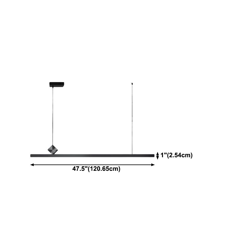 Modern Metal Pendant Lighting Linear Shape Hanging Light with Acrylic Shade in Black