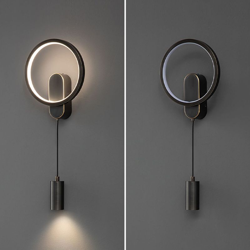 Modern Metal Wall Sconce Cylinder Shape Wall Light with Silicone Shade for Bedroom