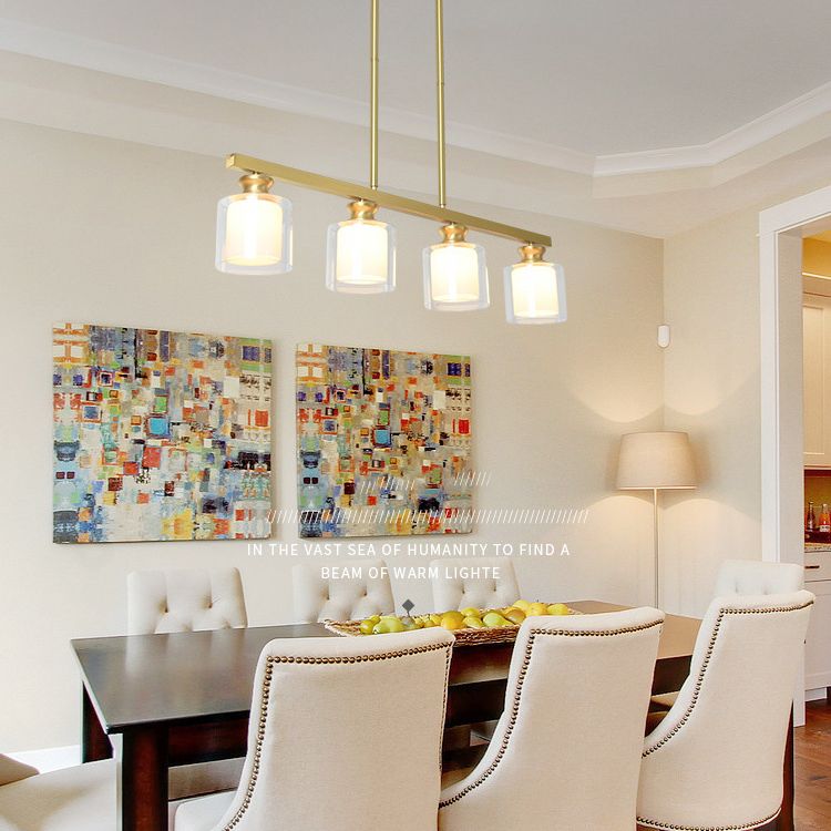 Minimalistisch cilinder eiland verlichtingsarmatuur glazen eetkamer eiland plafondlicht in goud