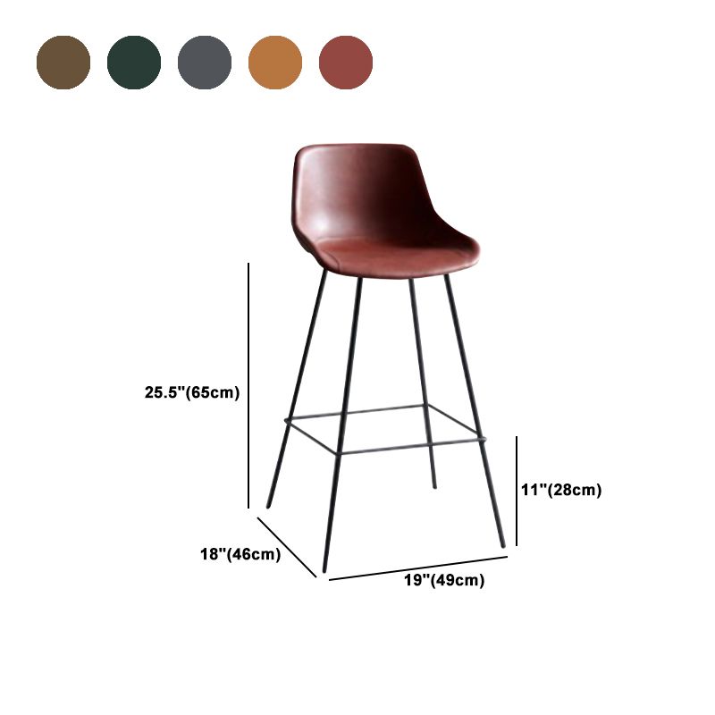 Industrial Bucket Leather Counter Bar Stool Footrest Counter Chair with Black Base