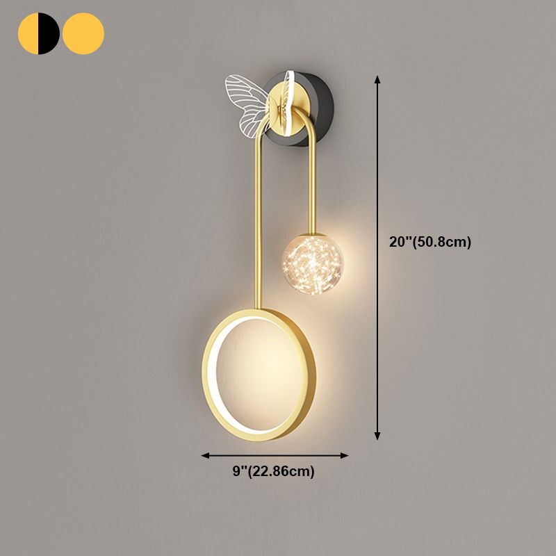 Modern Style Spherical Shape Wall Sconce Glass 3 Light Wall Lighting for Bedroom