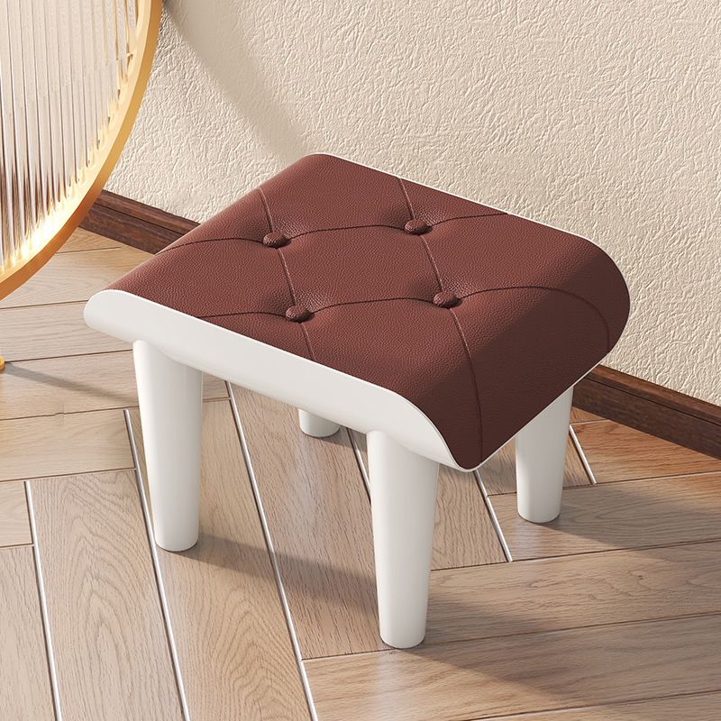 Contemporary Ottoman Faux Leather Acrylic Frame Tufted Rectangle Ottoman