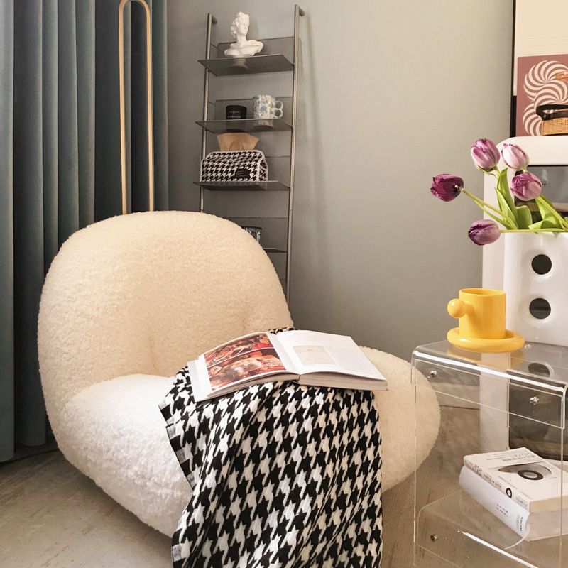 26"Wide Tight Back Armless Slipper Accent Chair in White / Pink / Grey