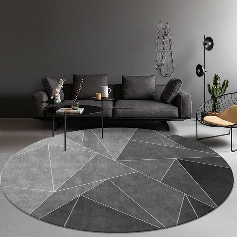 Minimalist 3D Effect Geometric Rug Multi Color Polyester Rug Machine Washable Stain Resistant Anti-Slip Rug for Drawing Room
