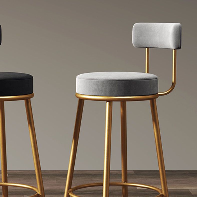Glam Living Room Counter Chair Metal Bar Stools with Footrest