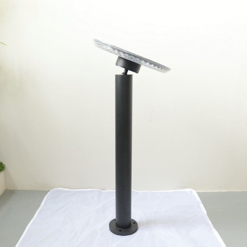 Disc-Shaped Outdoor LED Lawn Light Aluminum Minimalism Solar Landscape Lighting in Black