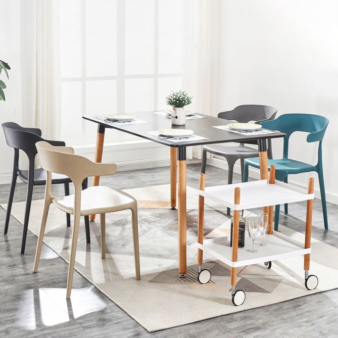 Fauteuils de salle à manger en plastique, fauteuils empilables à dos ouvert de cuisine d'intérieur