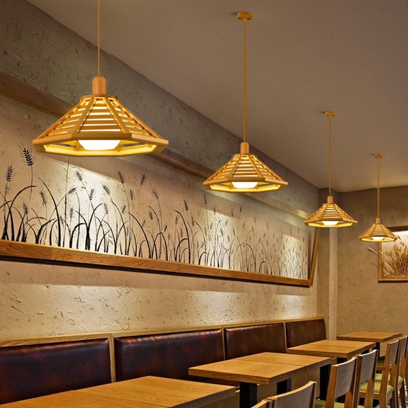 Japanse stijl houten huis kroonluchter handgemaakte houten hanglamp voor bar balkon