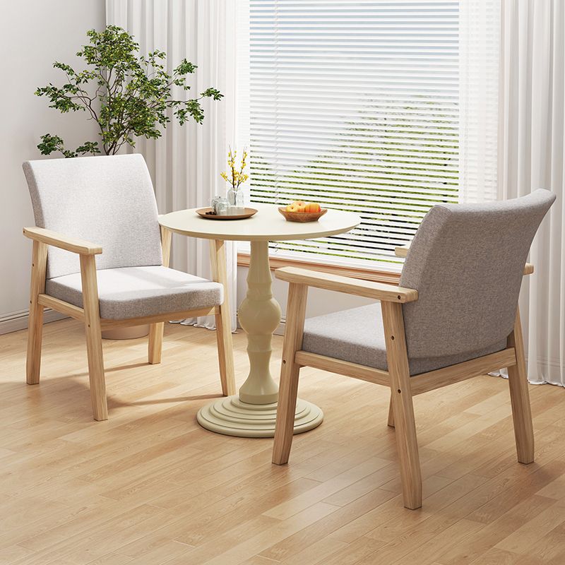 Contemporary Solid Wood Rubber Wood Arm Dining Chair with Upholstered for Home