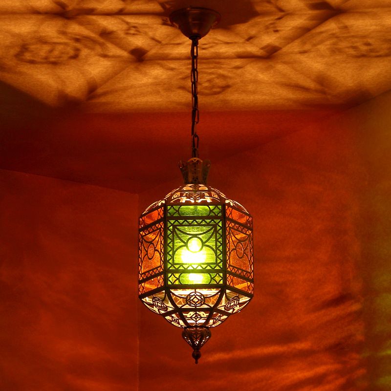 2-Bulb Ceiling Pendant Decorative Lantern Metallic Chandelier Light Fixture in Brass