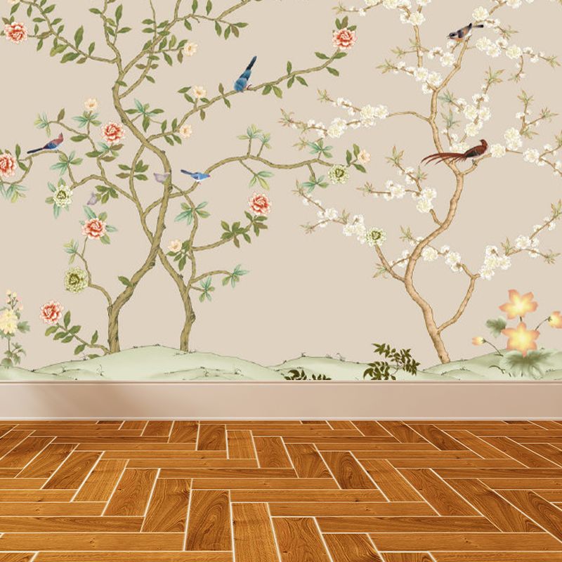 Large Flower Tree Mural Wallpaper Modern Luxuriant Botanical Wall Decor in Green