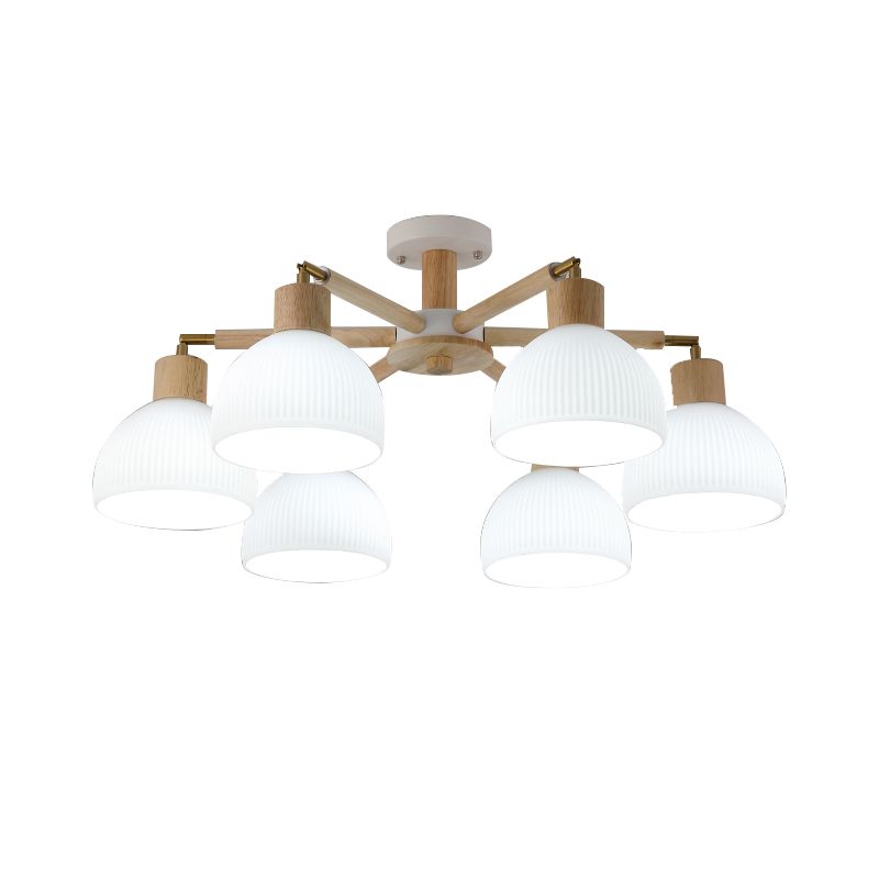 Modern Style Flush Mount Wood Ceiling Light in Brown for Living Room