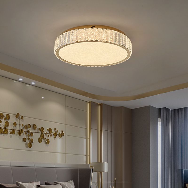 Contemporain K9 Crystal Flush Mount 1-Light Flush Ceiling Light for Living Room