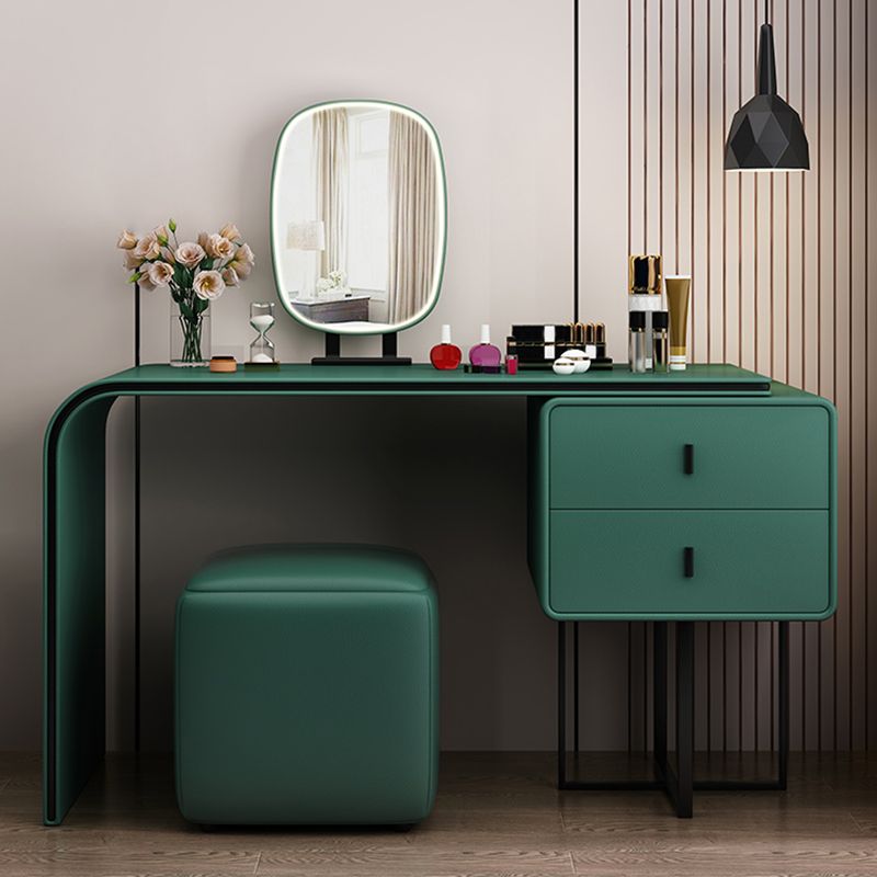 Glam Wooden Vanity Dressing Table Set 2-Drawer Makeup Vanity Desk Table
